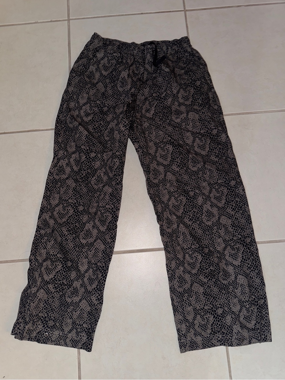 Wide Leg Animal Print Lounge Pants - Black and Taupe